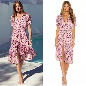 NEW MISA Los Angeles Melvari Fuschia Floral Dress